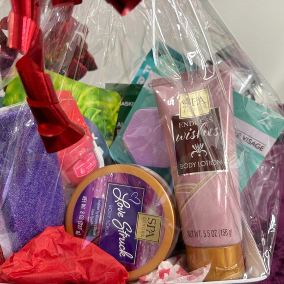 Self-Care Body & Beauty Valentine's Gift Basket - Scrub, Lotion, Lip Care & More - Picture 2 of 6